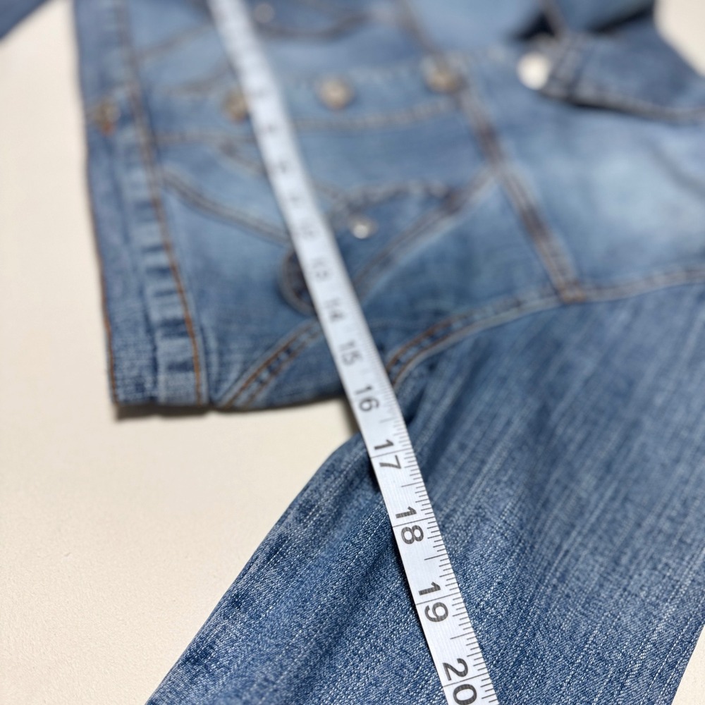Nine Planet Womens Cropped Denim Jacket Blue Medium Wash Y2K Style Size M - Picture 3 of 7